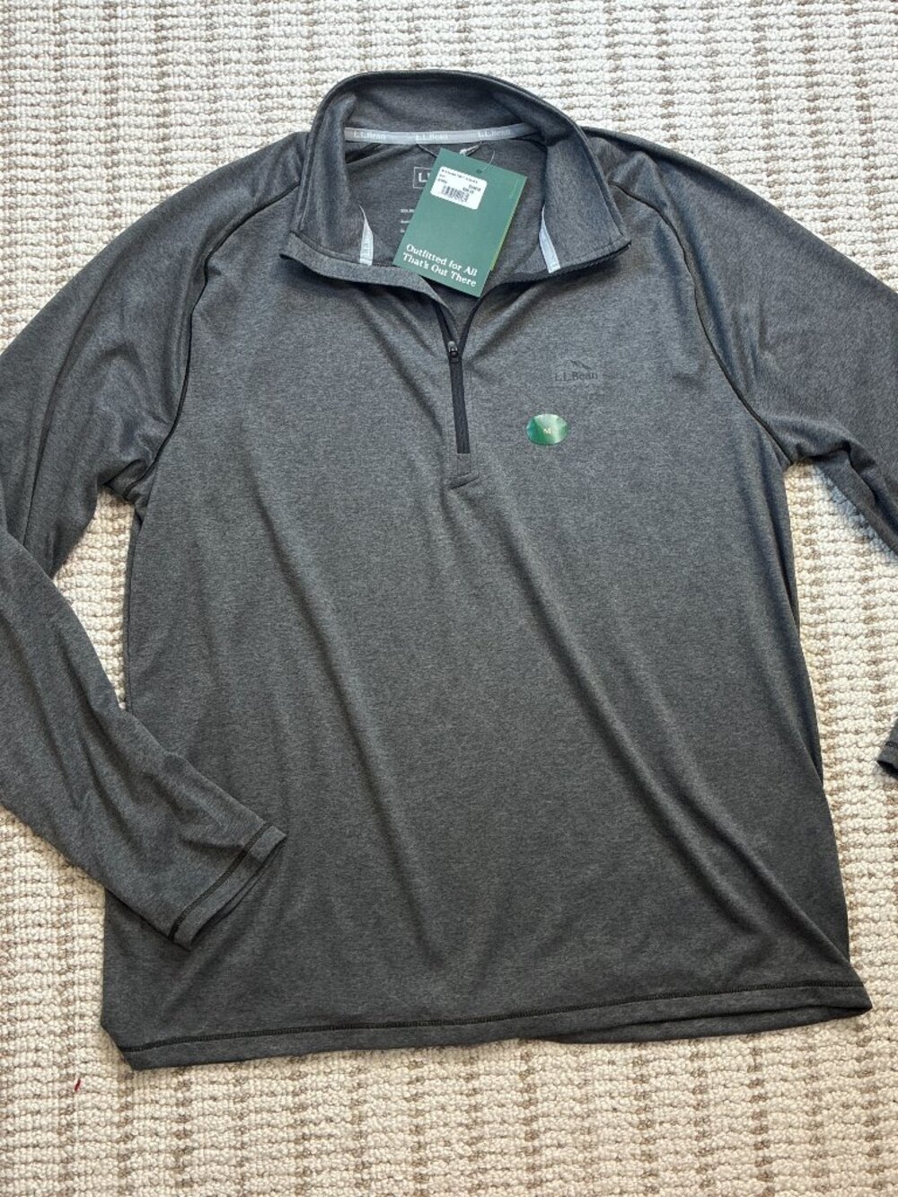 NWT LL Bean Access Trail Quarter-Zip Pullover Long-Sleeve Gray Heather Mens M